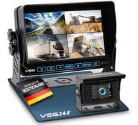 VSG24 Rückfahrkamera 7" HD Profi Set inkl. IP69K Kamera, Monitor, Kabel - Wasserdicht Nachtsicht 12V-24V Einfache Montage/Robustes Rückfahrsystem für Auto Wohnwagen LKW Anhänger Wohnmobile