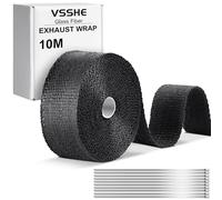 vsshe 10M Hitzeschutzband Auspuff, Auspuffband mit 10 Edelstahl Kabelbinder, 10m*50mm Hitzeschutz Auspuff Bandage | Hitzebeständiger Auspuffverband, für Motorrad Fächerkrümmer Thermoband Krümmerband