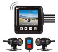 VSYSTO Motorrad Dash Cam Dual 1080p Front- und Rückkameras WiFi 150 Grad Fisheye 2 Zoll Bildschirm WDR Wasserdichter DVR für Motorrad Nachtsicht G-Sensor Loop Aufnahme (B6D)