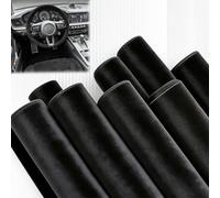 Vunanvu Mikrofaserstoff Selbstklebend für Cockpit 150 x 40cm Leder Folie Auto Dachhimmel Stoff Selbstklebend Schwarzer Velourstoff für Auto Innenausstattung Türverkleidung Wildleder Selbstklebend Film