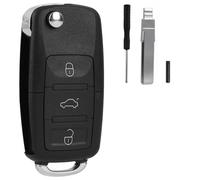 VW Schlüsselgehäuse 3-Tasten,VW Autoschlüssel Ersatzgehäuse Schwarz,für Volkswagen Golf Polo Passat B6/B7 Touran Tiguan I Sharan usw,Inkl. Demontagewerkzeug,Kompatibel mit Skoda Octavia Seat Leon