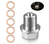 VZU Ölablassschraube, Öl Ablassen Schraube und Ölablassschraube m14x1,5, Enthält Fünf Unterlegscheiben und Eine Schraube，SS304 Edelstahl Starkmagnetisch Nd-Magnet Silber, für Auto, Motorrad und Boot