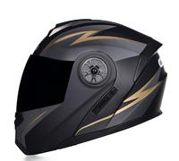 WABMJGW Motorradhelm Schwarzer Integralhelm, DOT/ECE-geprüft, Klapphelme für Männer und Damen mit Visier und Belüftung, für Fahrradroller,Gold A-S(55~56cm)