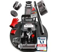 AUTORIA Wagenheber 2,5T - Flacher hydraulischer Rangierwagenheber mit Koffer, 3X Gummiauflage & Adapter - für PKW & tiefergelegte Fahrzeuge - bis 2.500 kg Tragkraft