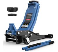 Wagenheber hydraulisch 3T Flach 75-505mm Rangierwagenheber SUV tiefergelegt | Doppelzylinder-Schnellhub, 2x Gummiauflagen, 360° Lenkrollen, Auto Hebebühne, Car Jack, PKW Kfz Wohnmobil, 2 Jahre Garantie