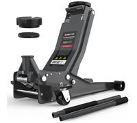 Wagenheber hydraulisch 3T Flach 75-505mm Rangierwagenheber SUV tiefergelegt | Doppelzylinder-Schnellhub, 2x Gummiauflagen, 360° Lenkrollen, Auto Hebebühne, Car Jack, PKW Kfz Wohnmobil, 2 Jahre Garantie