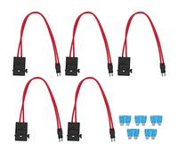 Walfront 5-Teiliges Automobil-Kfz-Flachsicherungshalter-Set 16 AWG Mini-Sicherungshalter-Anschluss mit 5-Teiliger 15-A-Sicherung (ACM lange Füße 9,1 mm)