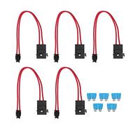 Walfront 5-Teiliges Automobil-Kfz-Flachsicherungshalter-Set 16 AWG Mini-Sicherungshalter-Anschluss mit 5-Teiliger 15-A-Sicherung (ACD-Flachwinkel 10,9 mm)
