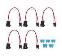 Walfront 5Pcs Auto Sicherungshalter Automobil-Kfz-Flachsicherungshalter-Set 16 AWG Mini-Sicherungshalter-Anschluss mit 5-Teiliger 15-A-Sicherung (AKT M 19,1 mm)