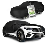 WALSER Abdeckplane Auto All Weather, Abdeckung wasserdicht, 100% wetterfeste PKW Garage Zelt Sommer/Winter, Autoabdeckung Outdoor, Schutzdecke wasserdicht, Autoplane Vollgarage Größe 7 SUV/VAN schwarz