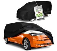 WALSER Abdeckplane Auto All Weather, Transporter Grage wasserdicht, 100% wetterfeste Bus Autoplane Sommer/Winter Größe 12 schwarz kompatibel mit VW Caddy/T4/T5/T6, Mercedes Viano/Vito