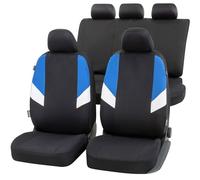 Walser Auto-Sitzbezug Cala Komplettset, Universal PKW-Sitzbezüge 4-teilig, Auto-Schonbezüge, 2 Vordersitzbezüge, 1 Rücksitzbezug schwarz-blau