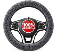 Walser Lammfell Lenkradbezug Anthrazit Lammfell, Winter Lenkradwärmer, Auto Lenkradschutz, Weicher Lenkradschoner