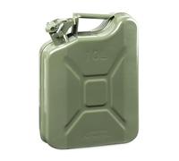Benzinkanister Metall 10 Liter, Kraftstoffkanister, UN-zertifizierter Diesel Kanister mit Sicherheitsverschluss 3A1 olivegrün, 30x13x40,5 cm