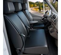 WALSER Passform Auto-Sitzbezug, Transporter-Schonbezug Kunstleder kompatibel mit Opel Vivaro/Renault Trafic/Nissan Primastar Einzelsitz + Doppelbank