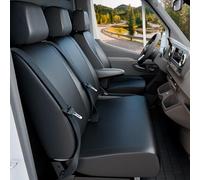WALSER Passform Auto-Sitzbezug, Transporter-Schonbezug Kunstleder kompatibel mit VW T5, Doppelbankbezug vorne umlegbar