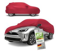 WALSER Premium Abdeckung Auto Indoor Stretch Plus Qualitätssieger Sehr Gut* Autoabdeckung Winter Autogarage Abdeckung Autoplane Winter Autogarage Abdeckung Winter Auto Abdeckplane SUV/Van Größe 7 rot