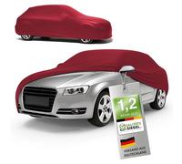 WALSER Premium Abdeckung Auto Indoor Stretch Plus Qualitätssieger Sehr Gut* - Autoplane Indoor Abdeckplane Car Cover Auto Abdeckung Stoff Autogarage Größe 4 Kombi rot