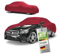 WALSER Premium Autoabdeckung für den Innenbereich - Rundumschutz, elastischer und atmungsaktiver Stoff, Staubschutz, weiches Futter, enge Passform, Indoor Stretch Plus, Größe 3 Auto, Rot