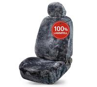 Autositzbezug Maya aus Lammfell, PKW-Schonbezug Einzelsitz, Lammfellbezug anthrazit