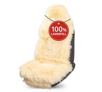 Walser Premium Lammfell Sitzauflage Marla, 100% Lammfell Autositz Sitzauflage mit 5cm Wollhöhe, Sitzschoner Fell, Sitzbezug Auto, Sitzschoner Fell, Schonbezug Fell beige