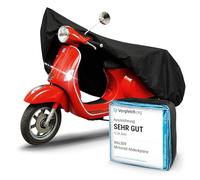 WALSER Premium Motorrad Abdeckplane S, Auszeichnung Sehr Gut* Abdeckplane wasserdicht, Vespa Abdeckplane aus PVC, Outdoor Motorrad Plane, Zubehör, schwarz 185x90x110 cm