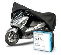 WALSER Premium Motorrad Abdeckplane XL, Auszeichnung Sehr Gut* aus hochwertigem PVC, Outdoor Plane schwarz 255x110x135 cm