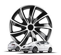 WALSER Premium Radkappen Aero Bicolor, 4er Set Radkappen Auszeichnung Sehr Gut*, Radzierblenden 15 Zoll, Radblenden für Alufelgen Stahlfelgen, Auto Radzierblende schwarz Silber - Made in Europe