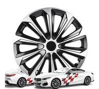 WALSER Premium Radkappen New Racer, 4er Set Radkappen Auszeichnung Sehr Gut*, Radzierblenden 15 Zoll, Radblenden für Alufelgen Stahlfelgen, Auto Radzierblende schwarz Silber - Made in Europe