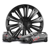 WALSER Premium Radkappen Racer, 4er Set Radkappen Auszeichnung Sehr Gut*, Radzierblenden 14 Zoll, Radblenden für Alufelgen Stahlfelgen, Auto Radzierblende schwarz - Made in Europe