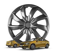 WALSER Premium Radkappen Turbine Graphite, 4er Set Radkappen Auszeichnung Sehr Gut*, Radzierblenden 15 Zoll, Radblenden für Alufelgen Stahlfelgen, Auto Radzierblende Graphit - Made in Europe