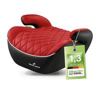 WALSER Premium Sitzerhöhung Auto Kinder, Qualitätssieger Sehr Gut* schmaler Kindersitz Auto i-Size ca. 6-12 Jahre 125-150 cm, bequeme Kindersitzerhöhung Booster Seat neueste Norm ECE R 129 schwarz/rot