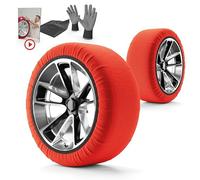 WALSER Textile Schneeketten nach EU Norm 16662-1 homologiert, Qualitätssieger Sehr Gut*, 2er Set Textilschneekette Snow Sock, Anti-Rutsch Auto Schneeketten Winter, Car Snow Chains rot M