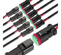 Wanjorlay 2-Poliger DT-Steckverbinder Wasserdichter Elektrischer Kfz-Steckverbinder 16 AWG Stecker und Buchse für Auto-Boote