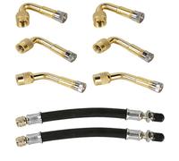 WANTOUTH 8 Stück Autoventil Verlängerung Reifenventilverlängerung Set 135° 90° 45° Winkel Ventiladapter Messing Gummi Ventilverlängerung 180mm Ventiladapter Winkel für Auto Motorrad Fahrrad Wohnmobil