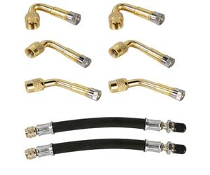 WANTOUTH 8 Stück Autoventil Verlängerung Reifenventilverlängerung Set 135° 90° 45° Winkel Ventiladapter Messing Gummi Ventilverlängerung 180mm Ventiladapter Winkel für Auto Motorrad Fahrrad Wohnmobil