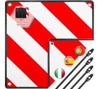Warmfay 3 In 1 Warntafel für Italien Spanien und Portugal, Aluminium Rot Weiß Reflektierend Warnschild 50x50cm inkl. Tasche & Spanngurten, Wetterfest für Fahrradträger Heckträger Wohnmobil