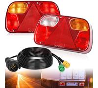 Warmfay Anhänger Rückleuchten, 12V Universal Rückleuchten Set Anhänger 13 Polig Stecker 5M Kabelsatz, PKW LKW Beleuchtung mit E11-Zertifiziert für Straßenverkehr Zugelassen