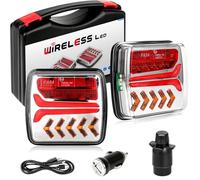 Warmfay Magnetische Kabellose LED Rückleuchten 12/24 V, Wiederaufladbare Anhänger Beleuchtung Set, ECE-EMV-Geprüft, Wasserdicht Funk Rücklichter für LKW Anhänger Traktor PKW