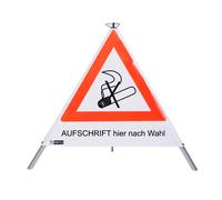 Warnpyramide NZ01 RAUCHVERBOT 70cm Faltsignal Aufdruck nach Wahl 70 cm weiß tagesleuchtend ohne Feder Warndreieck Gas Rauch brennende ZIGARETTE