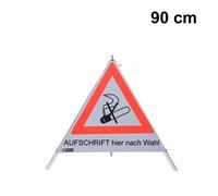 Warnpyramide NZ01 RAUCHVERBOT 90cm Faltsignal Aufdruck nach Wahl 90 cm weiß retroreflektierend Nacht ohne Feder Warndreieck Gas Rauch brennende ZIGARETTE