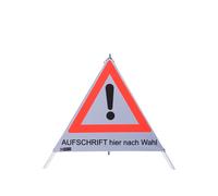 Warnpyramide VZ101 ACHTUNG 70cm Faltsignal - Aufdruck nach Wahl - 70 cm weiß retroreflektierend Nacht ohne Feder Warndreieck Ausrufezeichen
