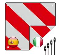 Warntafel, 2 in1 Warntafel Italien Spanien mit 4 Spannseile, 50 x 50 cm Warnschild Fahrradträger für Heckträger, Anhänger, Wohnwagen, Auto, Wohnmobil