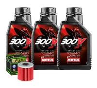 Wartungsset Öl Motul 300V 10W40 + Filter Für Kawasaki KLX650 C1 C5 1993-1997