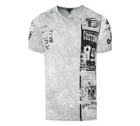 Washed Biker T-Shirt mit Front & Back Prints 2XL
