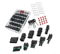 Wasserdichter Auto Steckverbinder Kit 376 Teile - 2/3/4/6 Polig Kabel für KFZ LKW Roller - H62 Messing Leiter & Silikon Dichtung