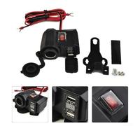 Wasserdichtes Motorrad Socket Outlet 12V mit Schalter | Dual 2.1A USB Ports, LED Voltmeter Anzeige, 12V System, ideal für Handy und für gps Geräte