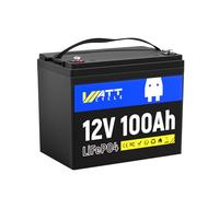 Wattcycle 12V 100Ah LiFePO4 Lithium Batterie - BCI Gruppe 24, 15.000 Zyklen, Eingebautes 100A BMS, Niedrigtemperaturschutz - Ideal für Wohnmobile, Golfwagen, Heimenergiespeicher, Boote