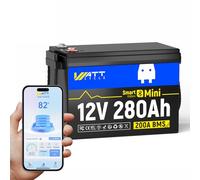 WattCycle 12V 280Ah LiFePO4 Lithium-Batterie mit Bluetooth im Mini-Format, integriertes 200A BMS, Zellen mit EVE A+ Nennwert, Schutz vor niedrigen Temperaturen, 15.000+ Zyklen, ideal für Wohnmobile