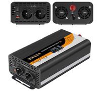 Wechselrichter Spannungswandler 24V / 12V auf AC 230V Reiner Sinus Inverter 1300W/3000W mit 2 EU Steckdosen, Type-c, USB und LCD-Anzeige Stromumwandler Adapter für Auto Kfz LKW Camping